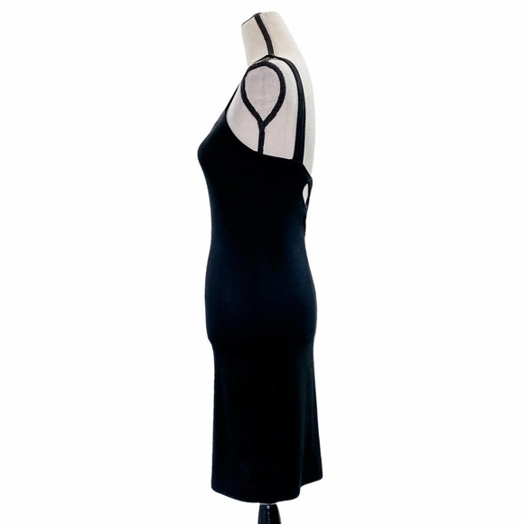 CARABELLA Collection Solid Black Sleeveless Strappy Back Mini Bodycon Dress - Picture 3 of 14